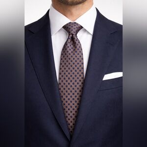 Giorgio Armani Cravatte Silk Tie Made in Italy Blue Rust Micro Dot